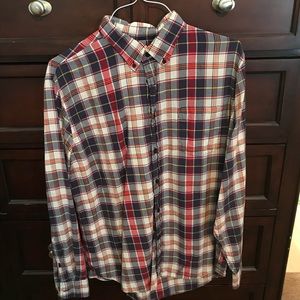 Lands End dress shirt, black and red